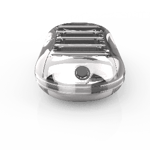 Cutaway render of the internal bladder seen end-on, the chambers stacked across the width