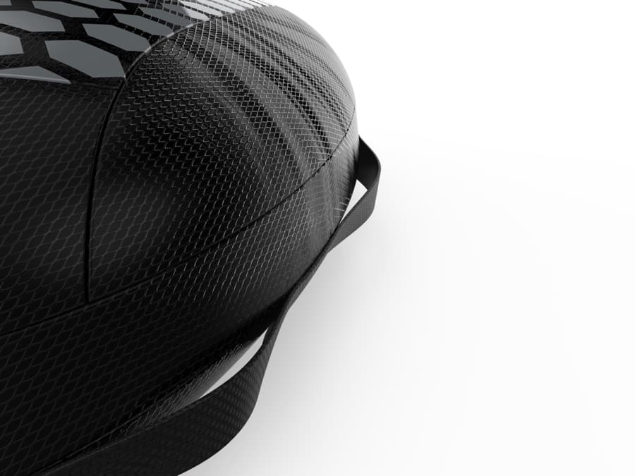 Close-up of a handle strap and the hex-textured cover